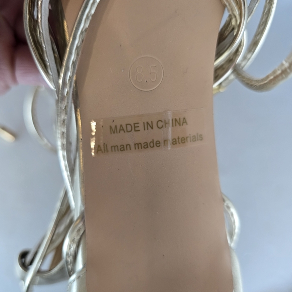 DREAM PAIRS Gold Butterfly Lace Up Strap Stilleto High Heels Sandal - Picture 11 of 16